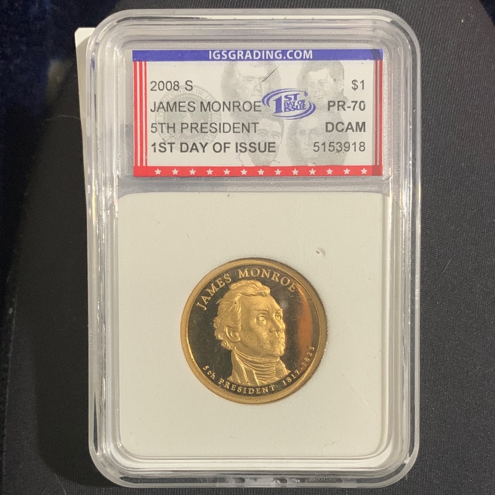 Certified Gold-Tone Commemorative Coin - James Monroe